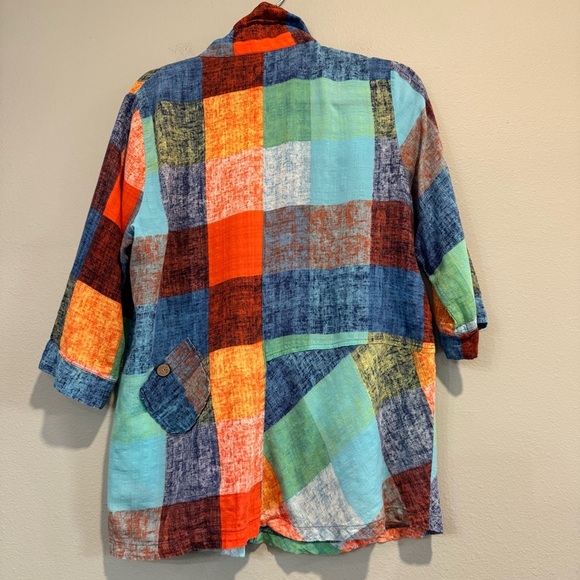 Terra SJ Apparel Colorful Button-Up Shirt Artsy Lagenlook Lightweight M - Picture 3 of 7